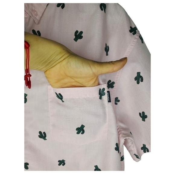 Molokai Surf Co. Light Pink Wild West Short Sleeve Button-down Shirt Size 2XL - Picture 4 of 5